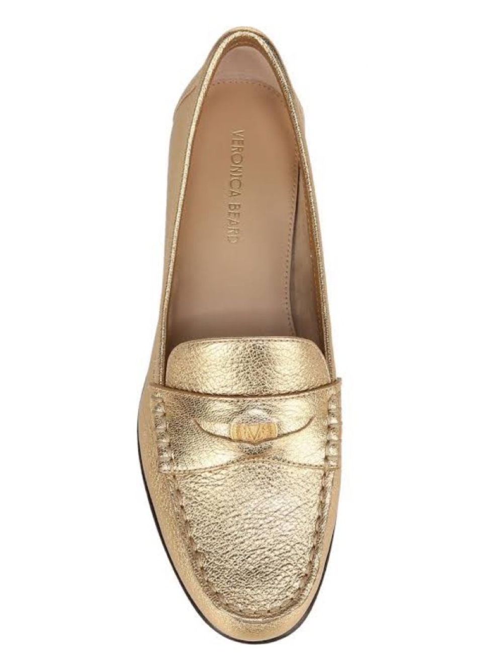 New Veronica Beard Penny Metallic Leather Loafer Gold Sz 9 - Picture 2 of 15